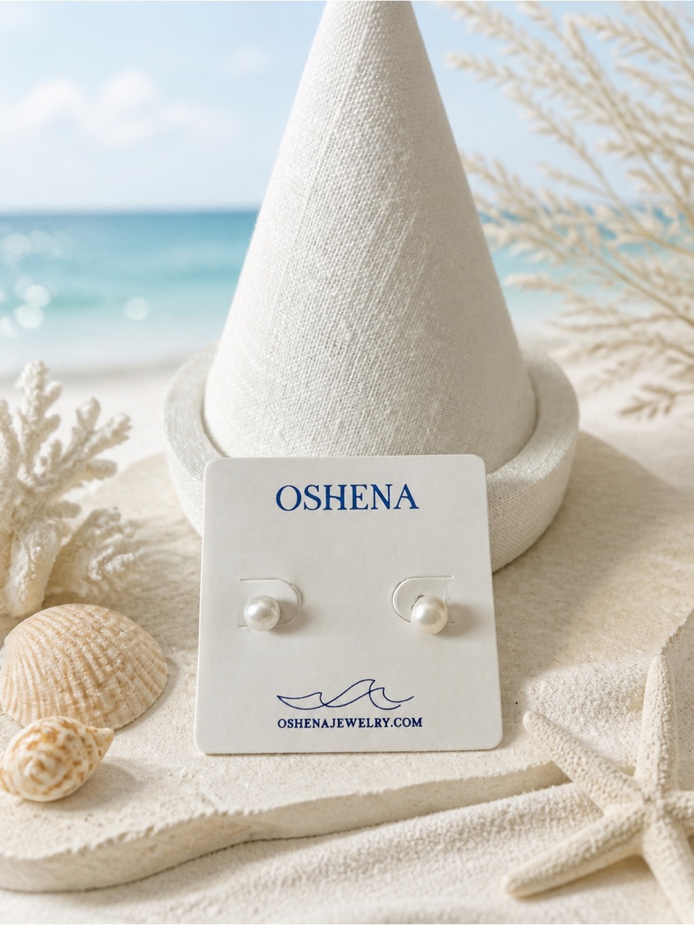 White Pearl Stud Earrings designer, beachwear